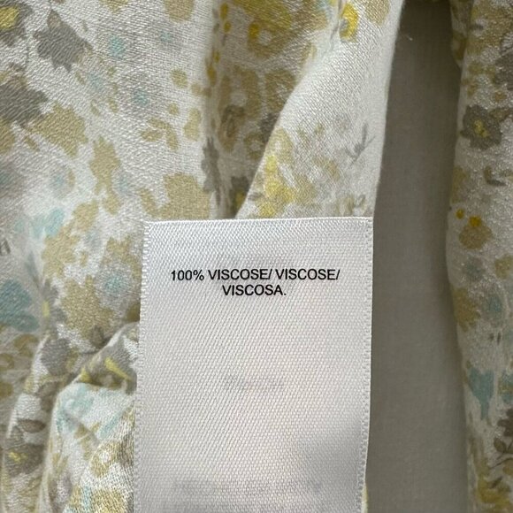 Lucky Brand Top Womens Size S Floral Ruffled V-Neck Balloon Sleeve Viscose Beige - Picture 8 of 11